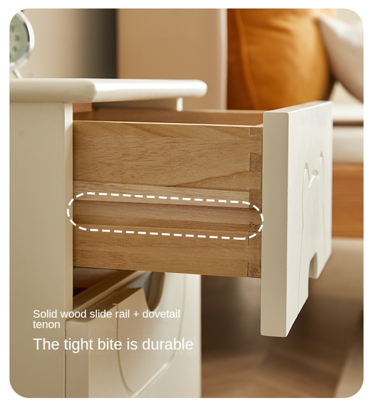 Rubber Solid Wood Children's Nightstand