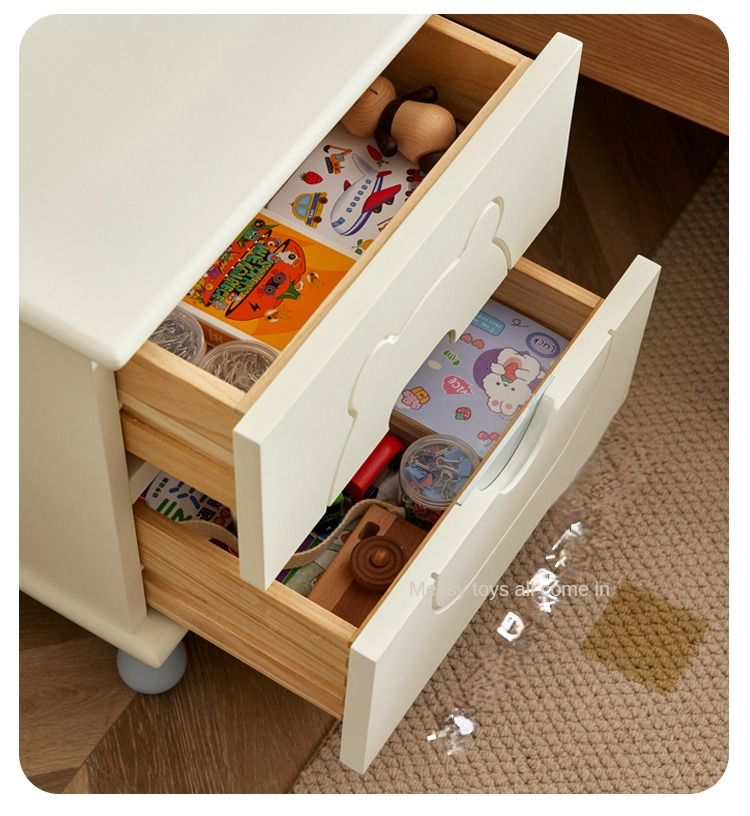 Rubber Solid Wood Children's Nightstand