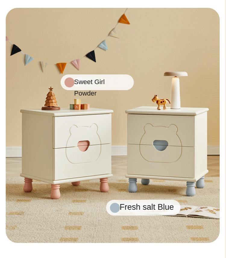 Rubber Solid Wood Children's Nightstand