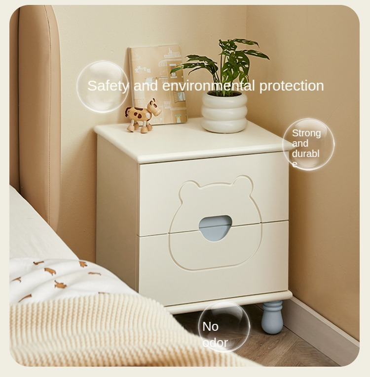 Rubber Solid Wood Children's Nightstand