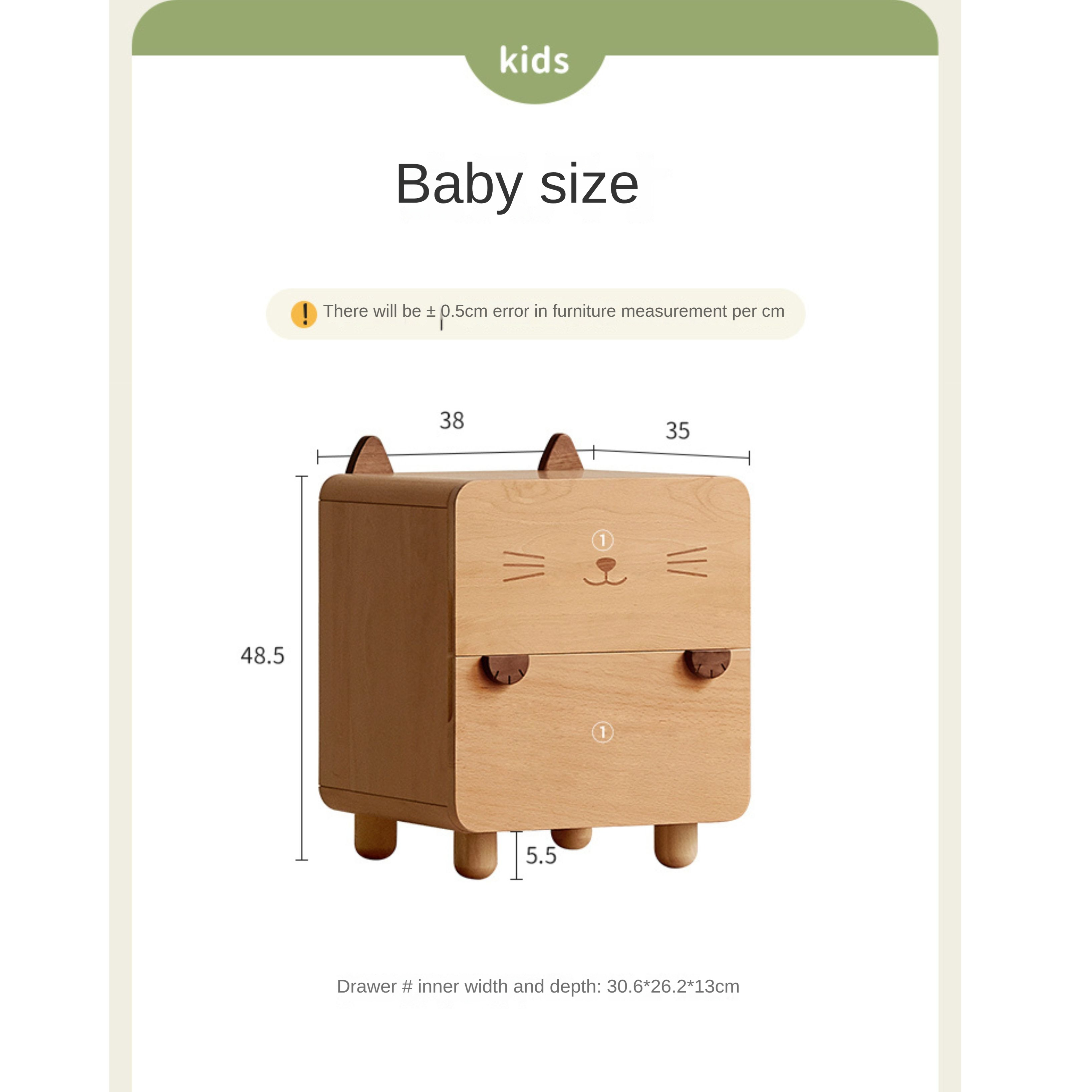 Beech Solid Wood Children's Nightstand