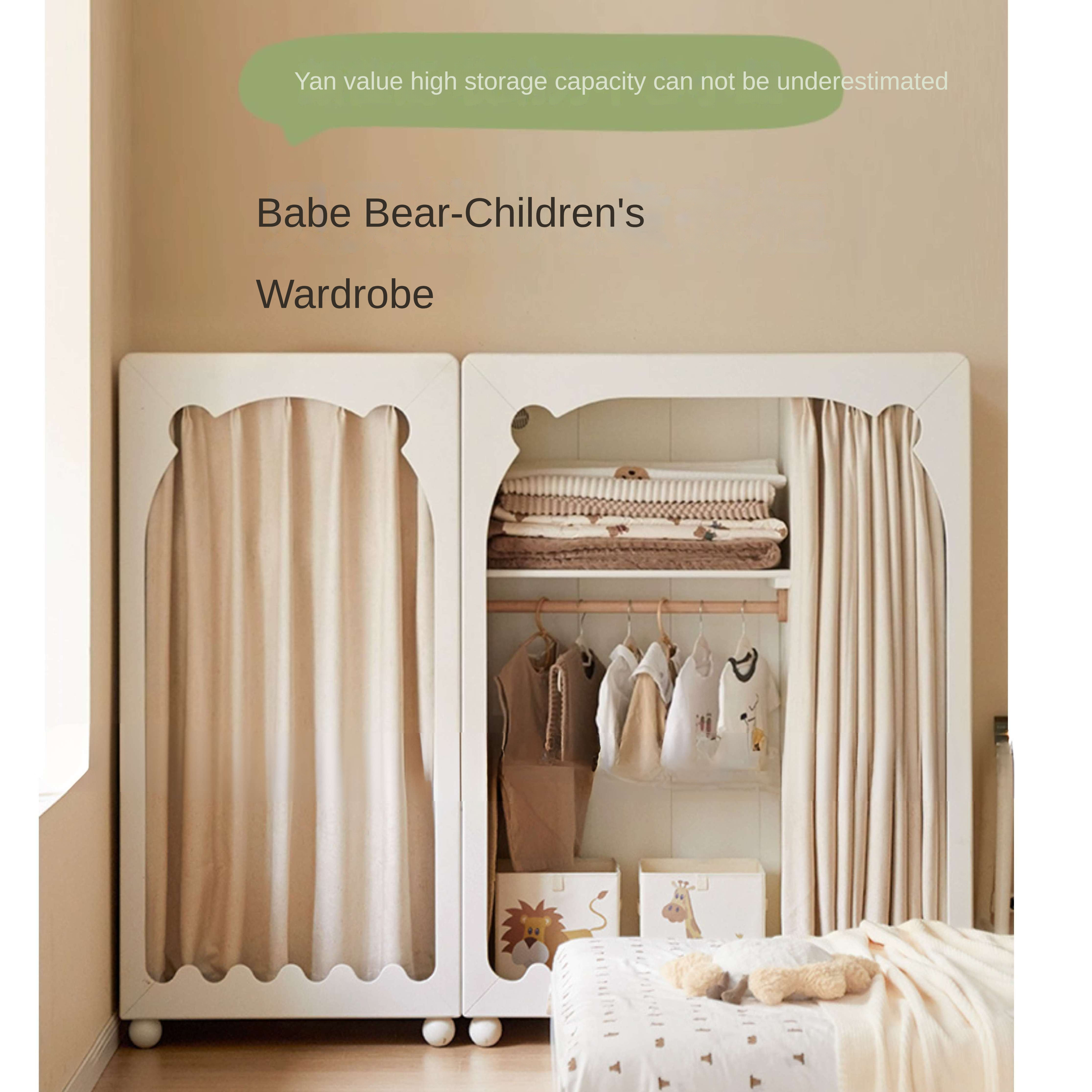 Solid Rubberwood Cream Style Kids Wardrobe.