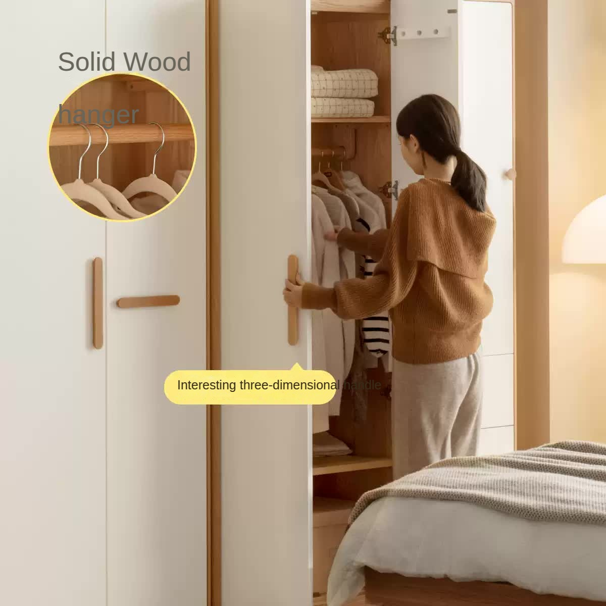 Poplar Solid Wood Modern Nordic Wardrobe
