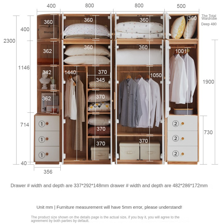 Poplar Solid Wood Modern Nordic Wardrobe
