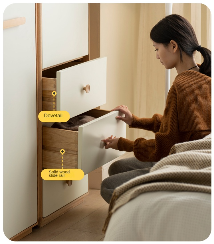 Poplar Solid Wood Modern Nordic Wardrobe