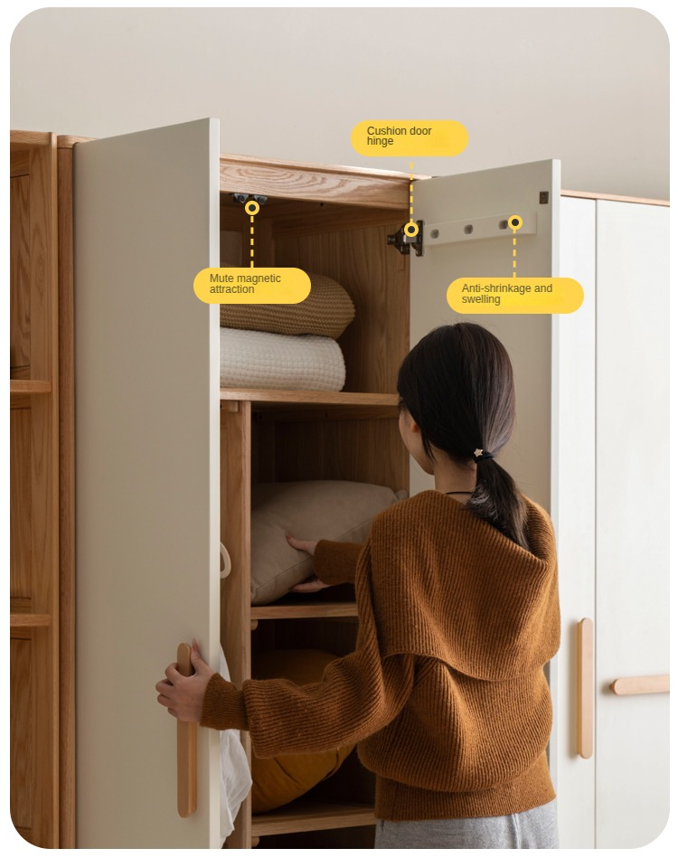 Poplar Solid Wood Modern Nordic Wardrobe