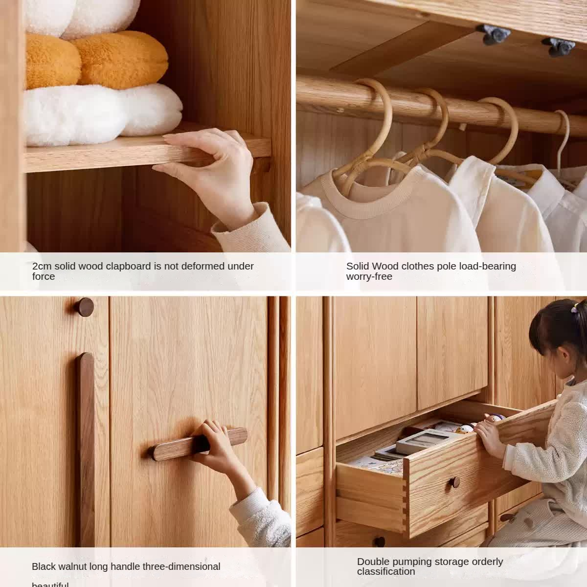 Oak Solid Wood Children's Wardrobe