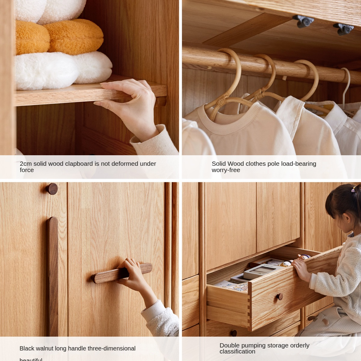 Oak Solid Wood Children's Wardrobe
