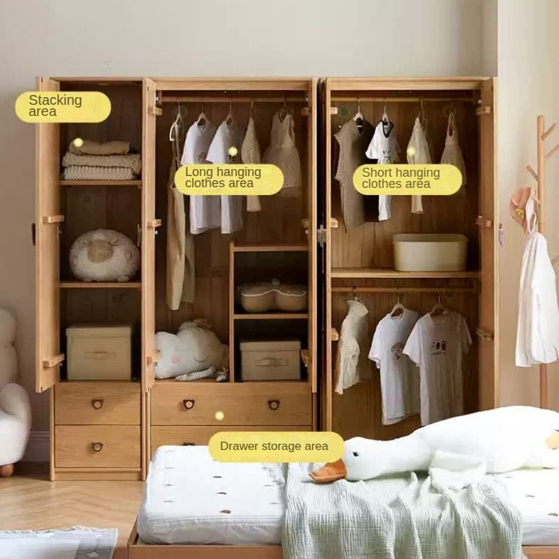 Oak Solid Wood Children's Wardrobe