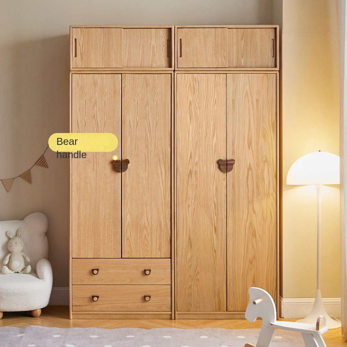 Oak Solid Wood Children's Wardrobe