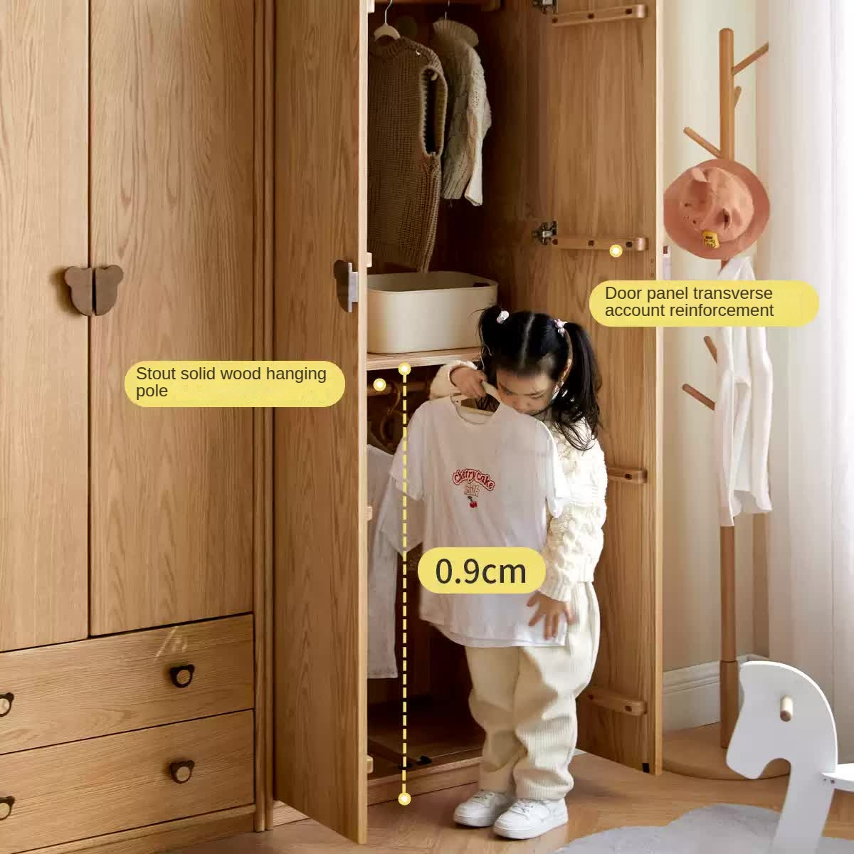 Oak Solid Wood Children's Wardrobe