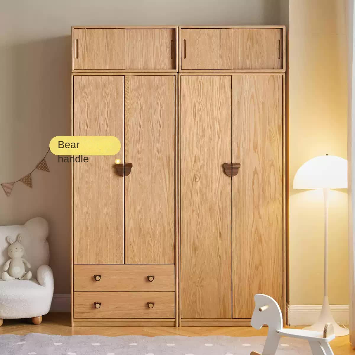 Oak Solid Wood Children's Wardrobe