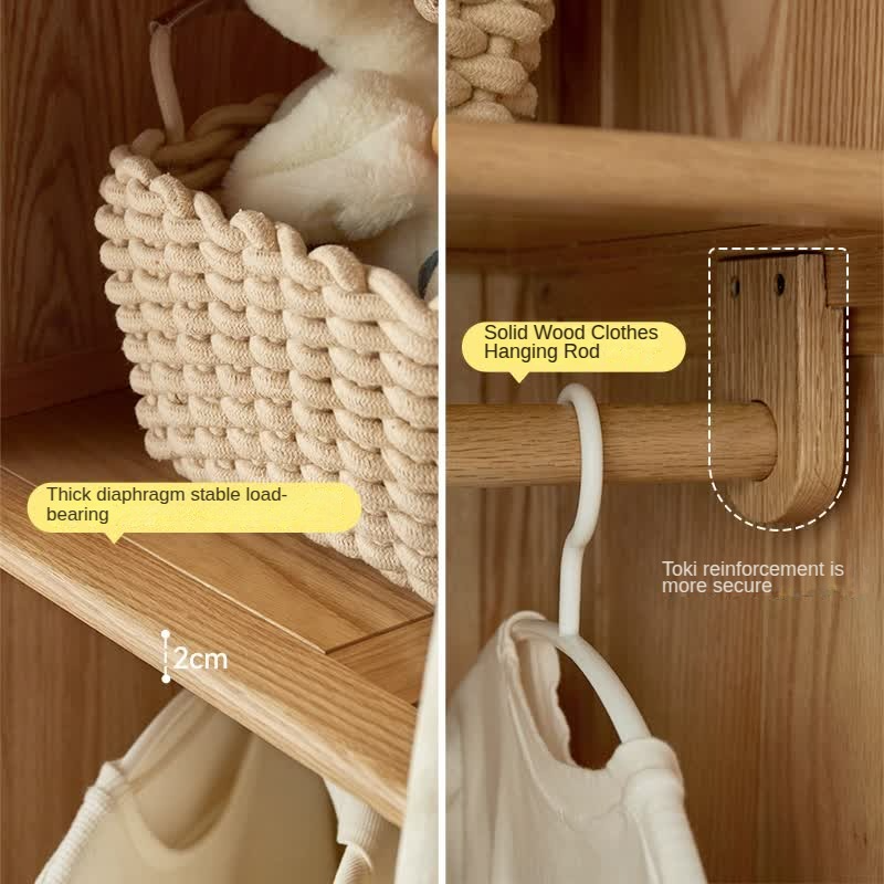 Beech Solid Wood Children's Wardrobe.