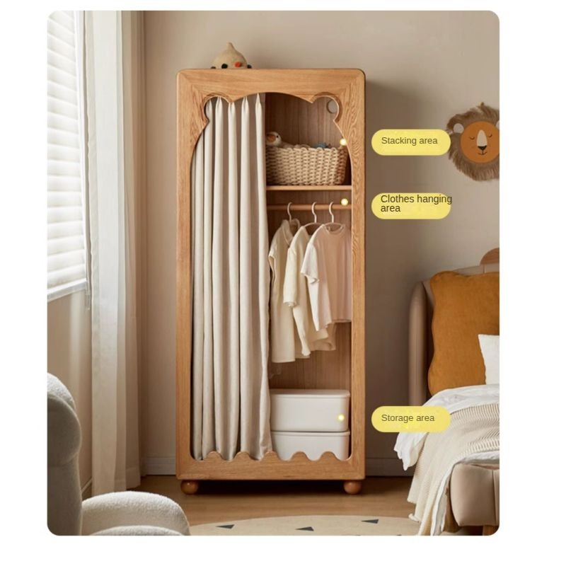 Beech Solid Wood Children's Wardrobe.