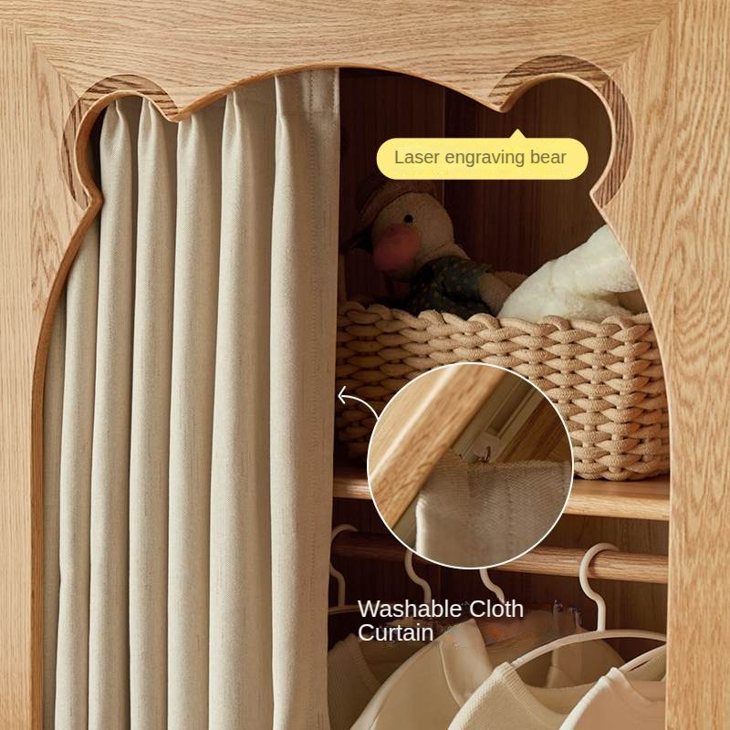 Beech Solid Wood Children's Wardrobe.