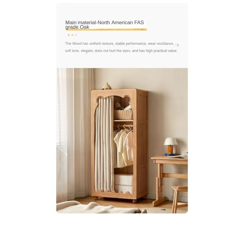 Beech Solid Wood Children's Wardrobe.
