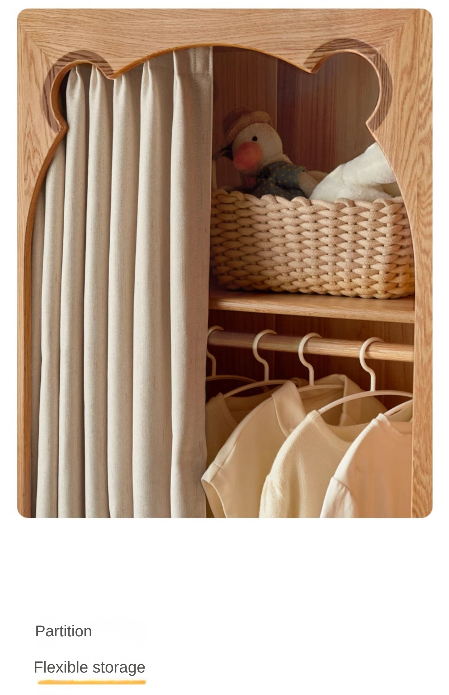 Beech Solid Wood Children's Wardrobe.