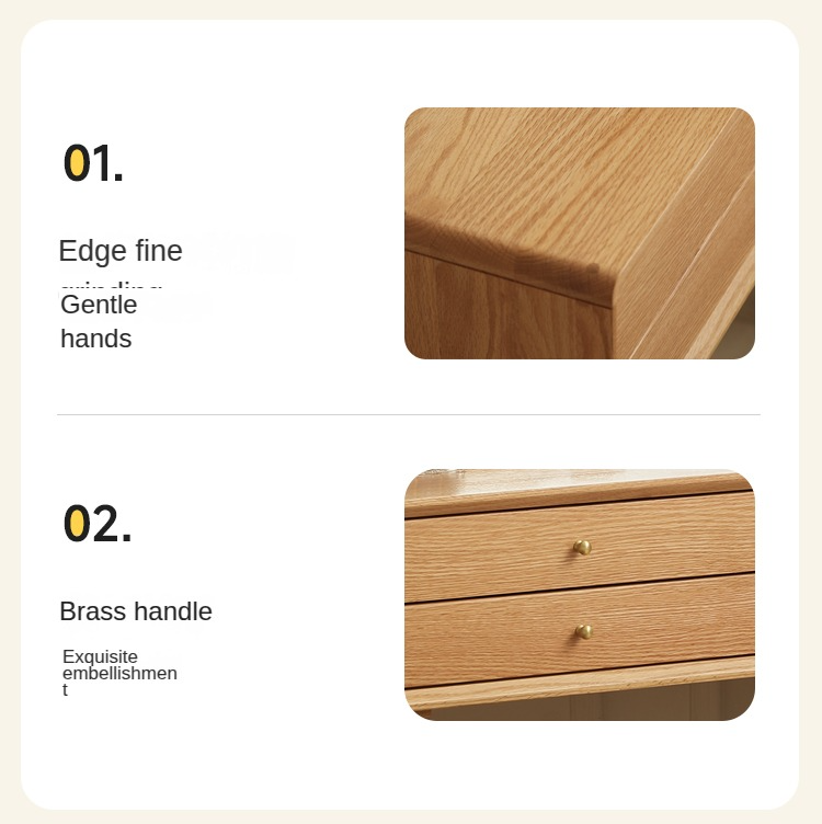 Oak Solid Wood Modern Dressing Table With Mirror.