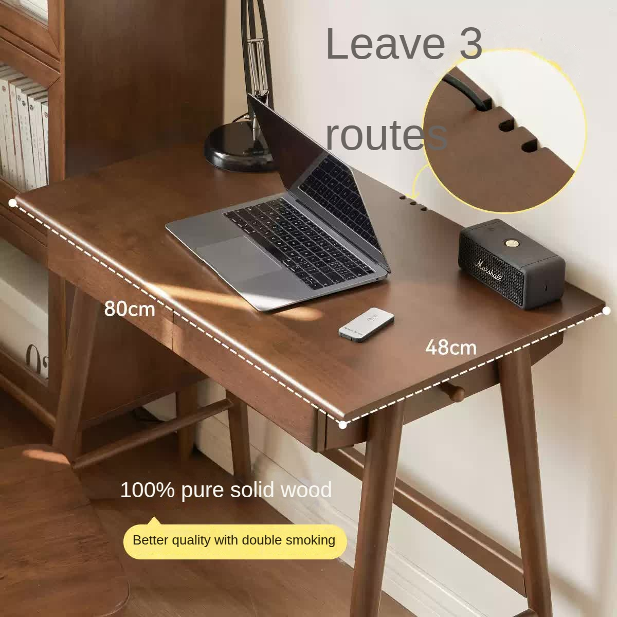 Solid Rubberwood Storage Office Desk