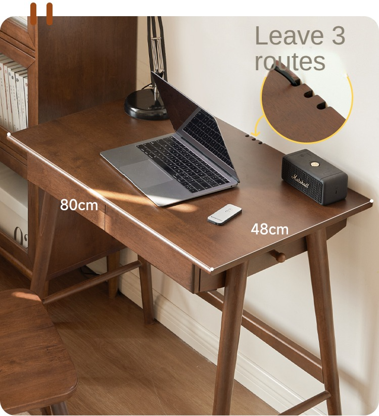 Solid Rubberwood Storage Office Desk