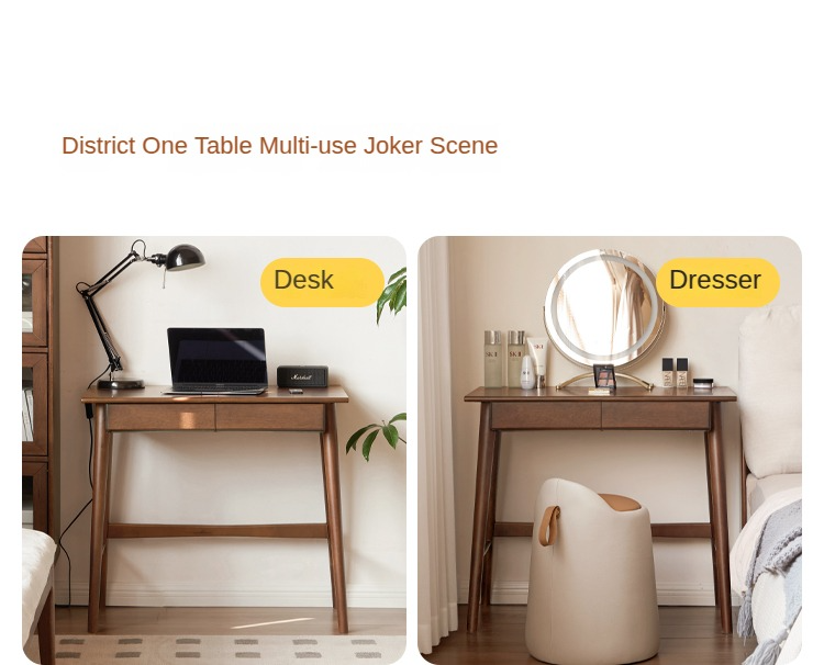 Solid Rubberwood Storage Office Desk