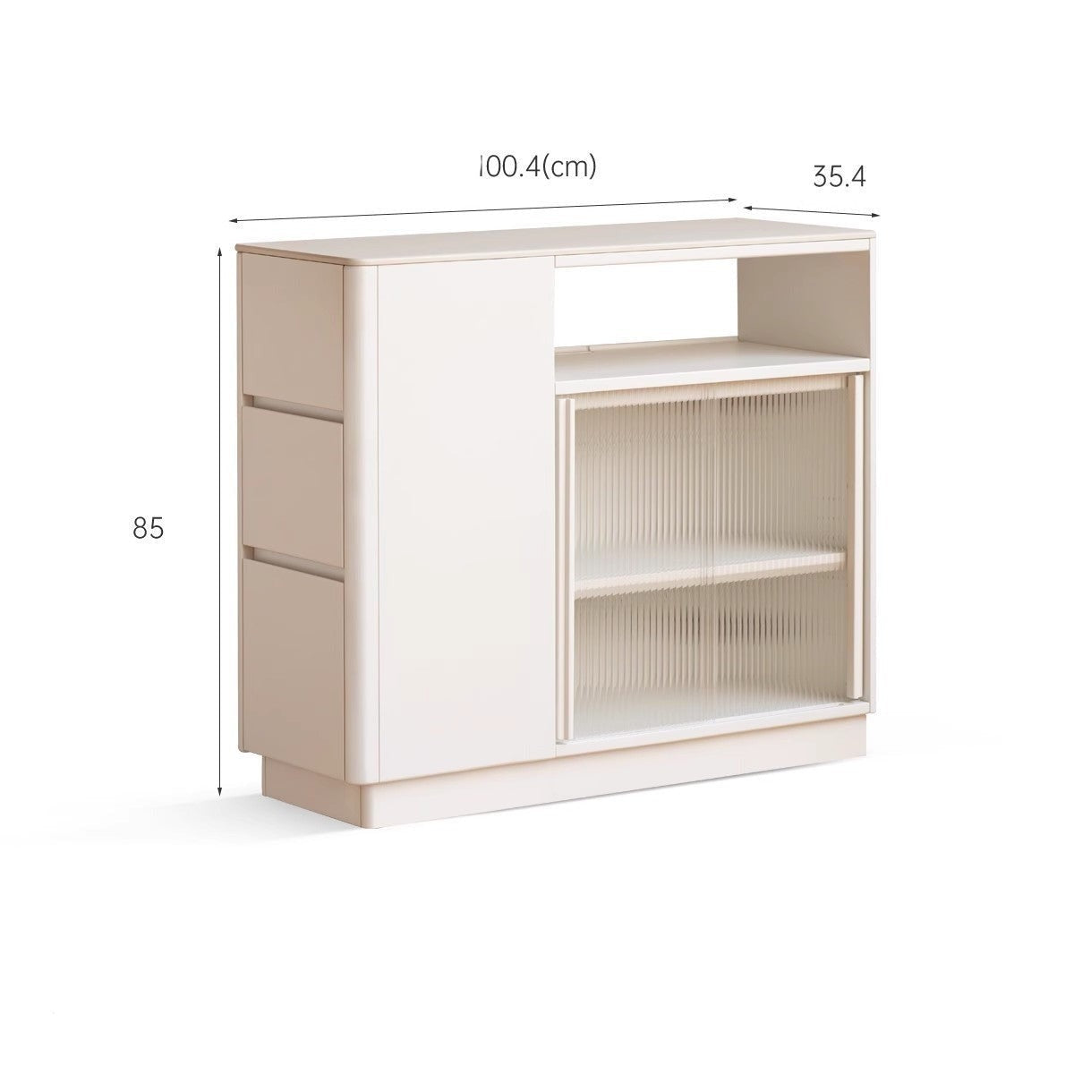 Poplar Solid Wood Partition Dining Cabinet, White Cream Rock Board