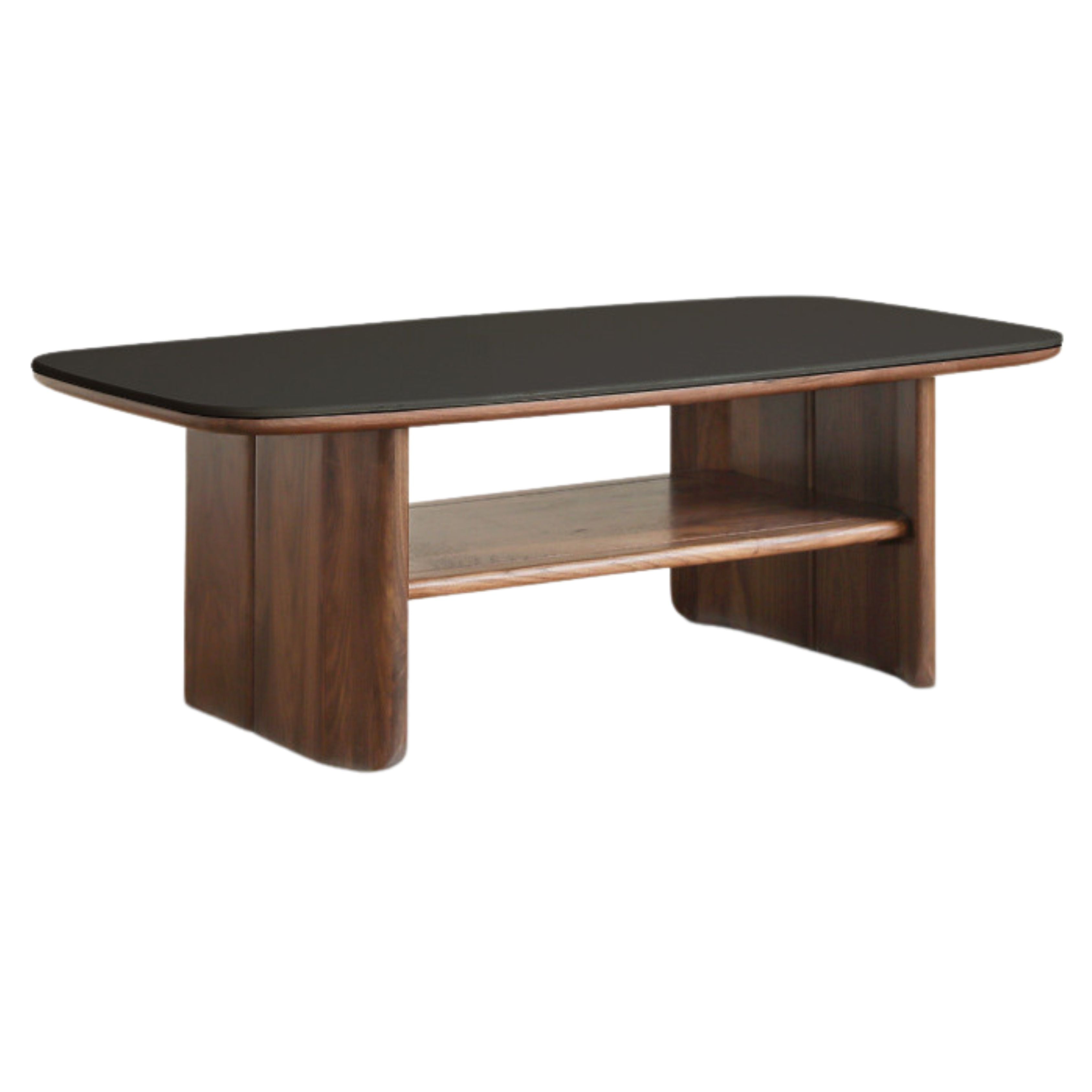 Rubber, Black Walnut, Сherry Solid Wood Rock Plate Coffee Table