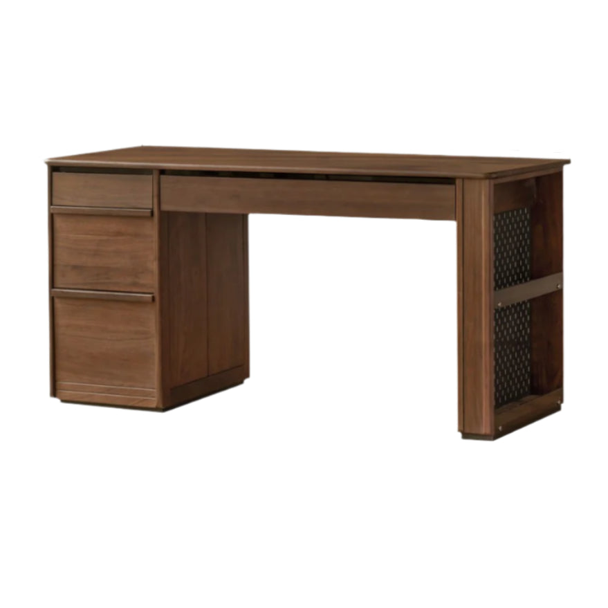 Black Walnut Solid Wood Combination Desk With Shelf
