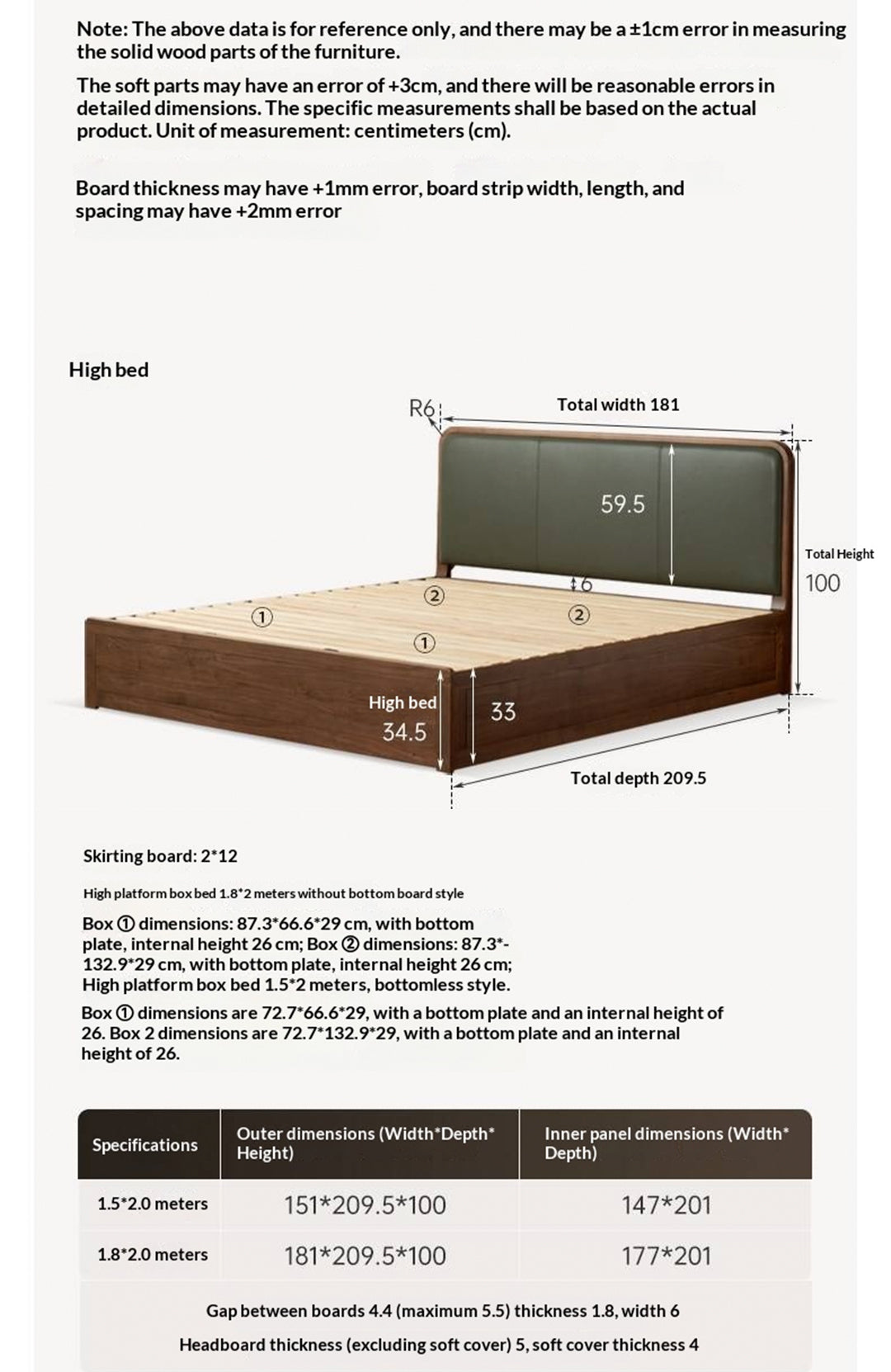 Black Walnut Solid Wood Box Bed — Soft Headboard, Italian Light Luxury Genuine Leather Bed