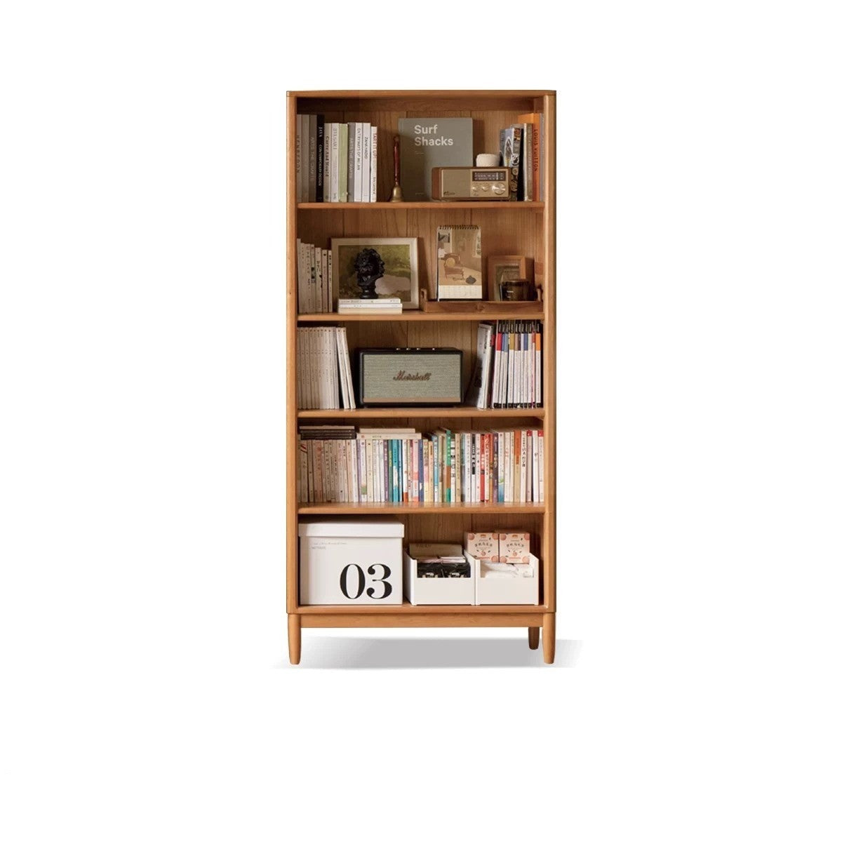 Cherry Solid Wood Freely Combinable Bookshelf with Retro Style Finish