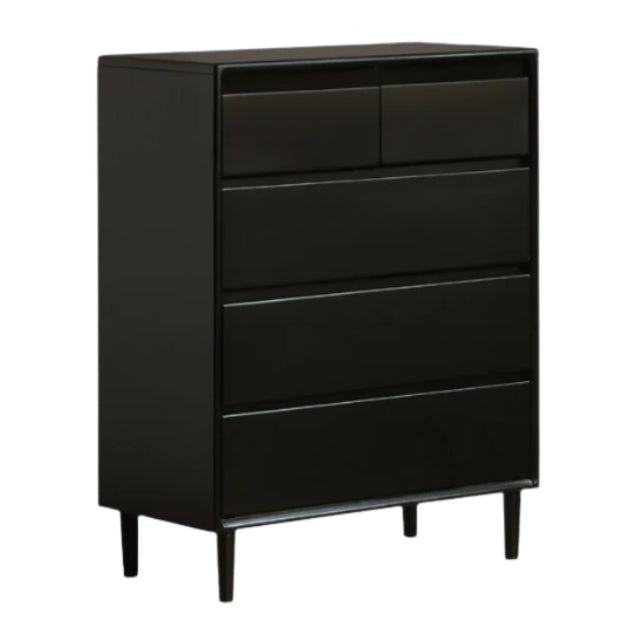 Rubber Solid Wood Modern Black Drawer Cabinet