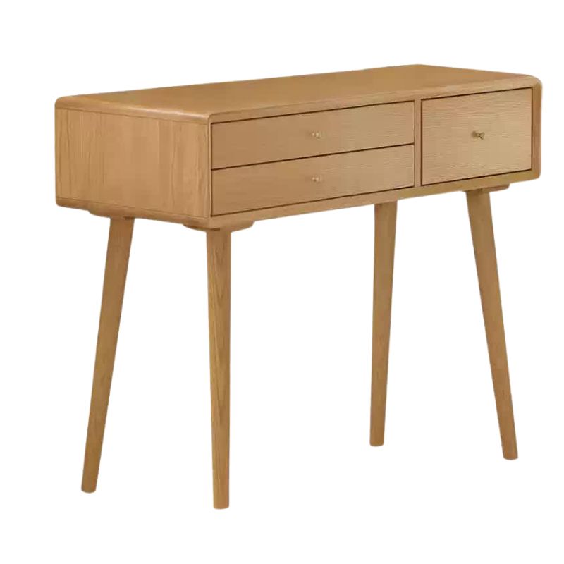 Oak Solid Wood Modern Dressing Table With Mirror.