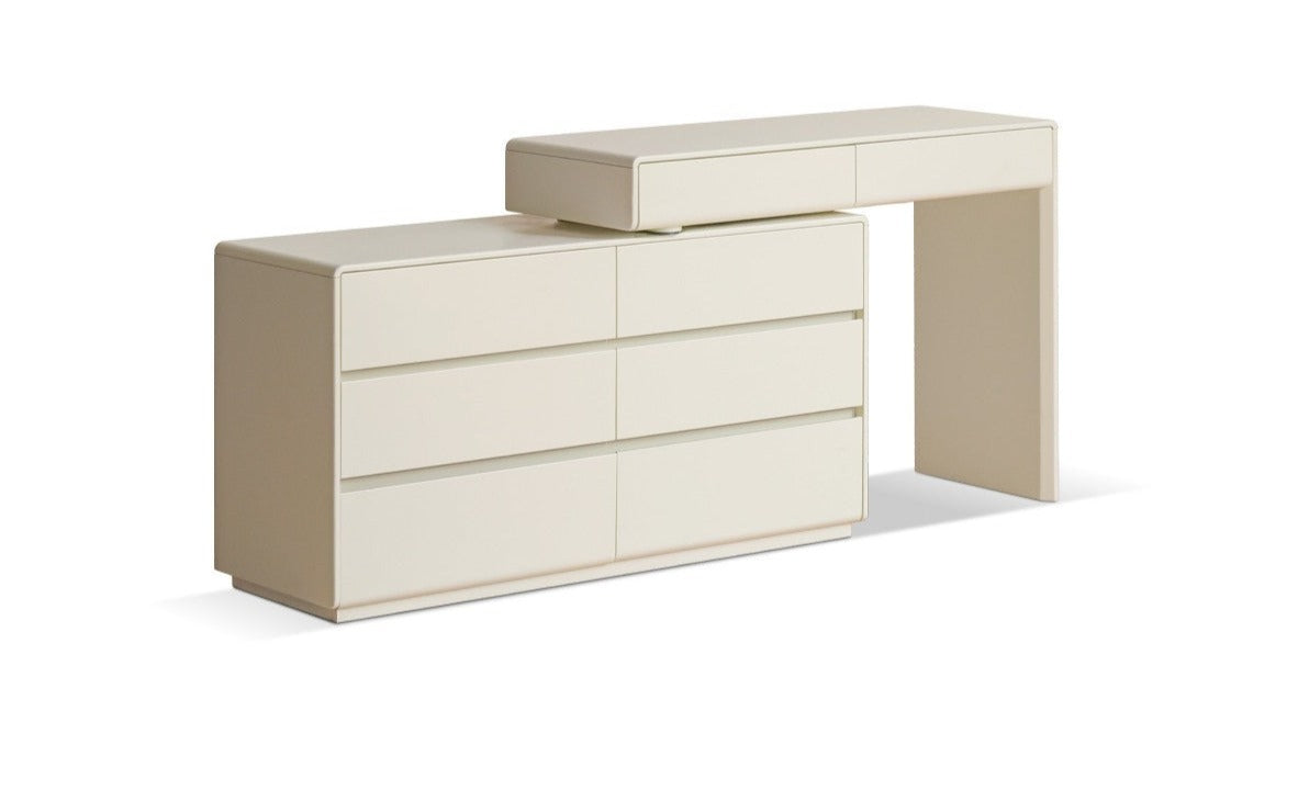 Poplar Solid Wood, Solid Rubberwood L-Shape Dressing Table