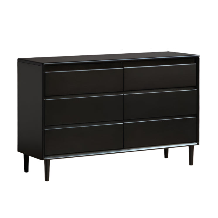 Rubber Solid Wood Modern Black Drawer Cabinet