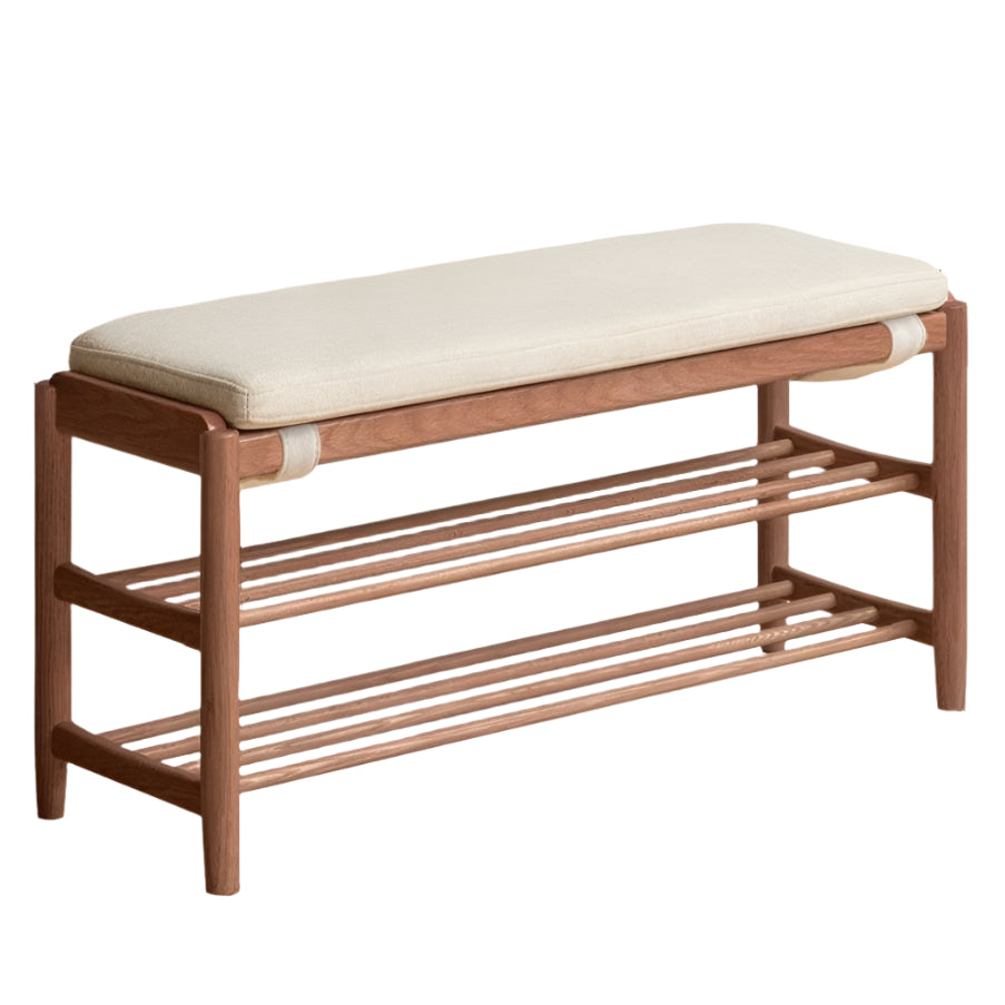 Oak Solid Wood, Solid Rubberwood Modern Shoe Changing Stool