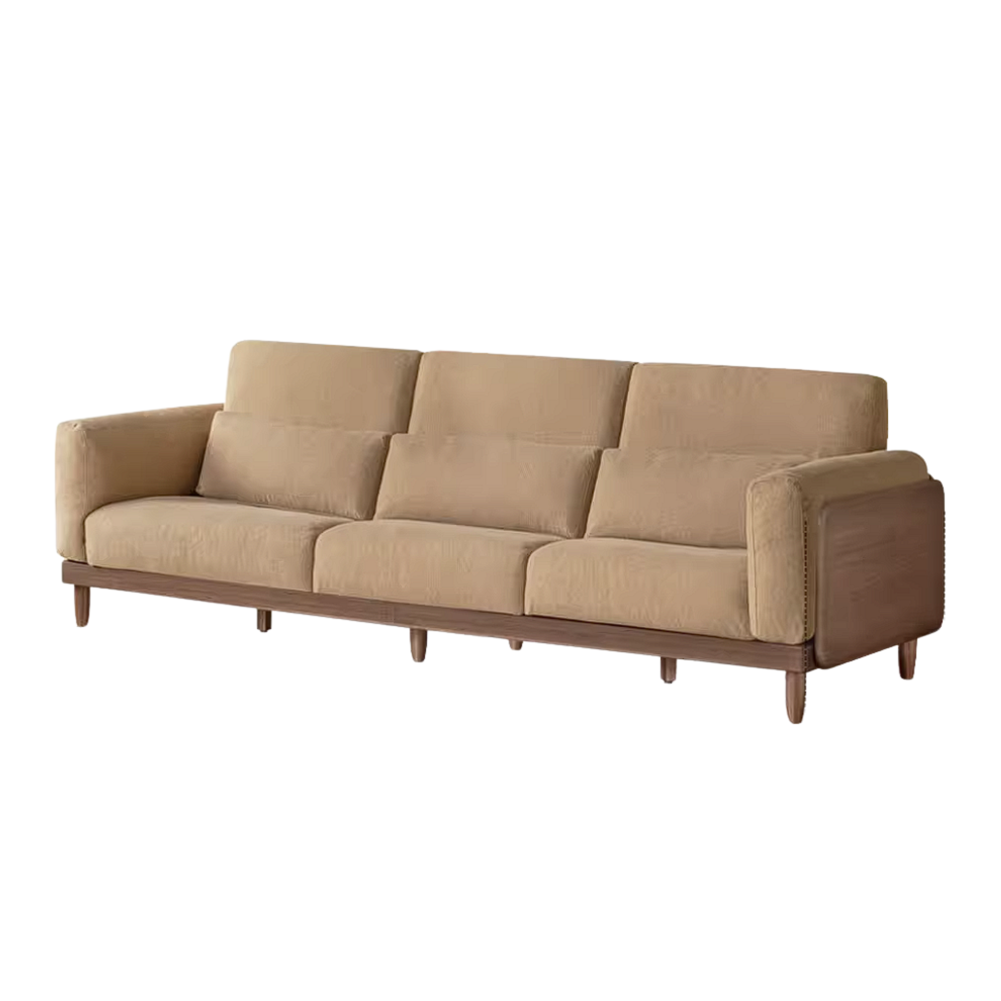 Black Walnut, Golden Sandalwood Solid Wood Sofa with Extra-Deep Seat