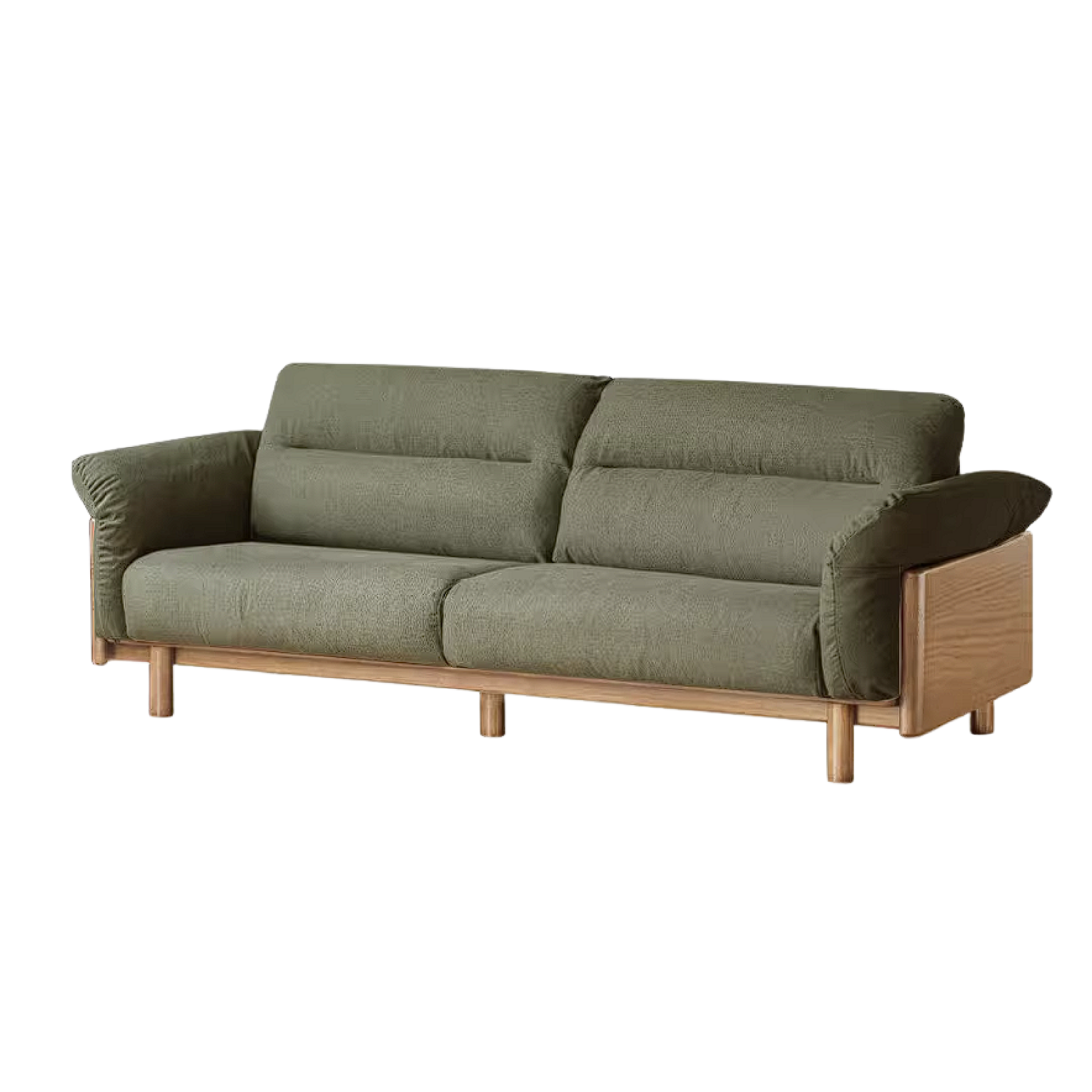 Oak Solid Wood Sofa with Wide Track Arms Genuine leather, fabric, removable and washable