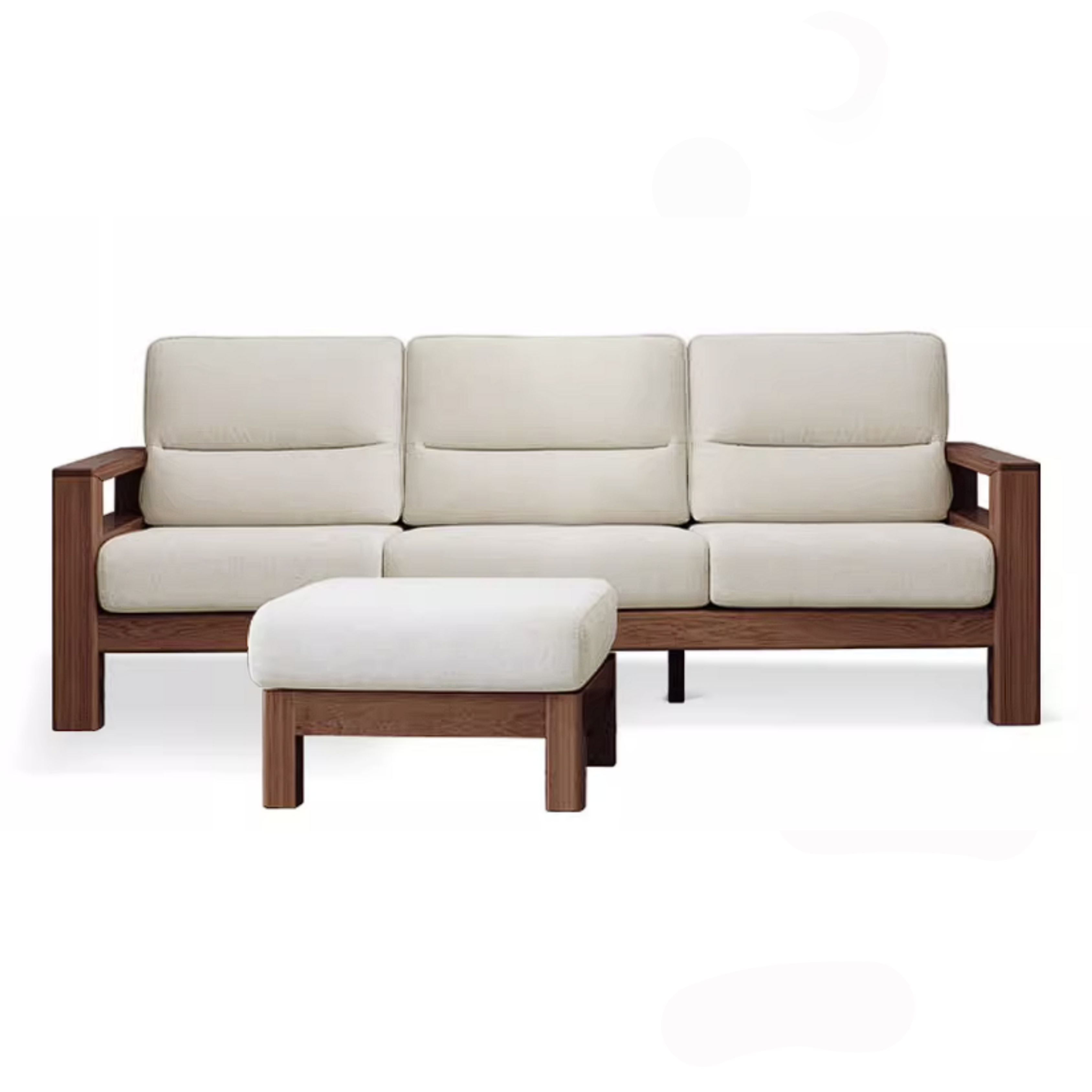 Black Walnut, Ash, Golden Sandalwood Solid Wood Corner Sofa with Fabric Upholstery