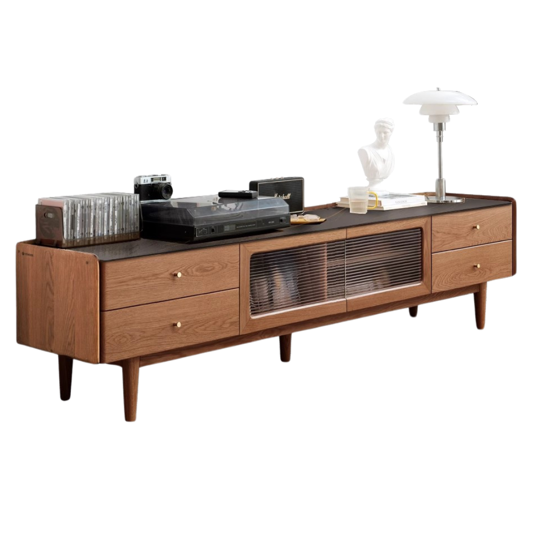 Ash Solid Wood TV Stand Rock Slab.