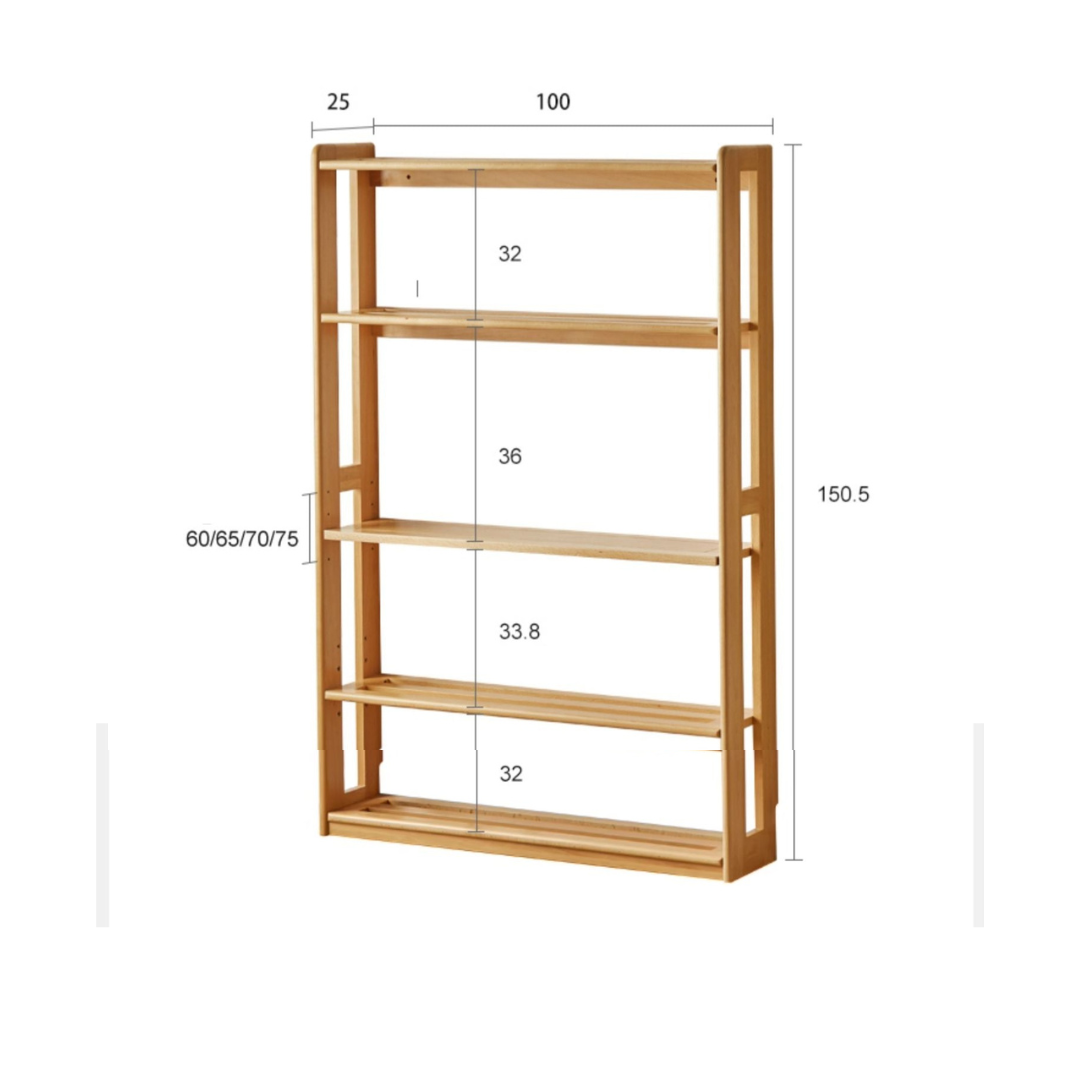 Beech, Oak Solid Wood Floor-To-Ceiling Bookshelf, Toy Storage