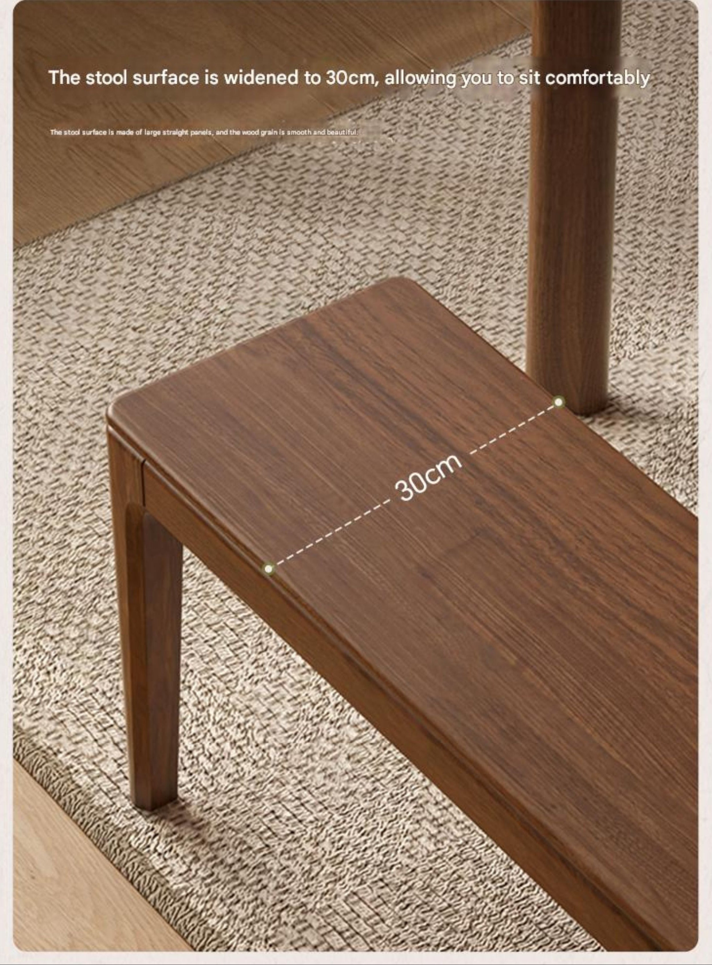 Black Walnut, Oak Solid Wood Nordic Long Bench