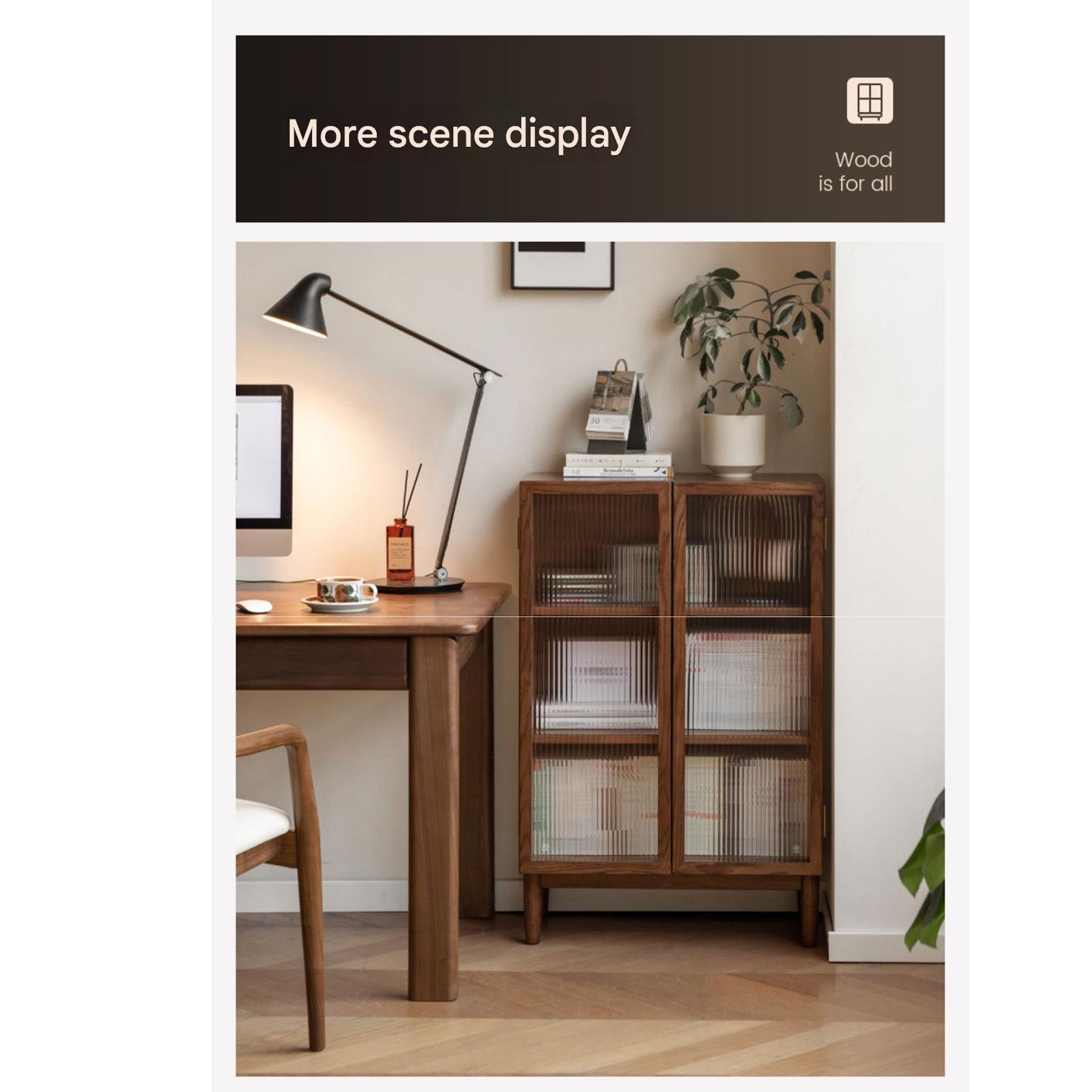 Oak Solid Wood Modern Side Cabinet.