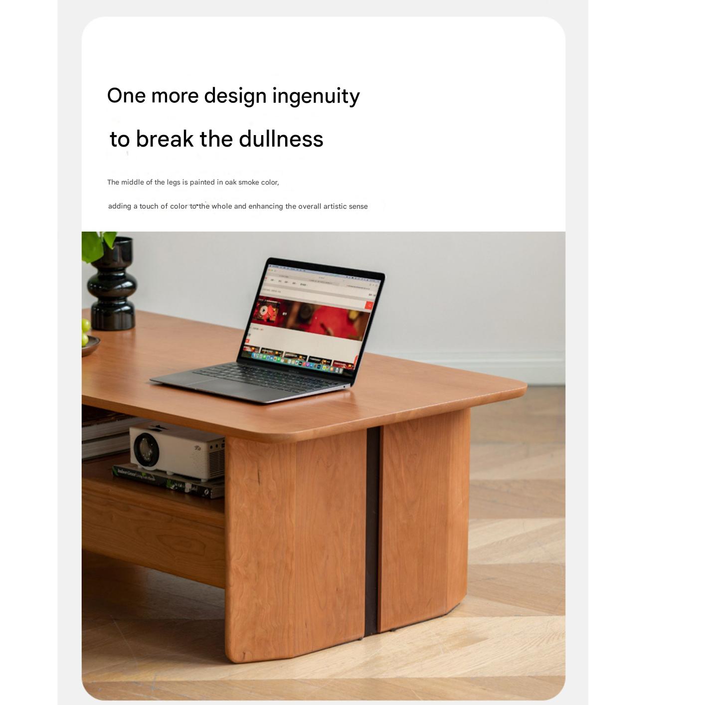 Cherry Solid Wood Modern Rock Plate Tea Table