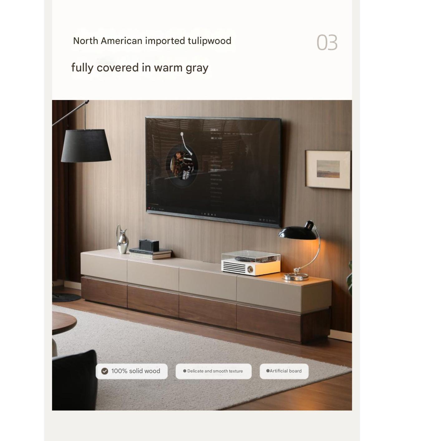 Black Walnut Solid Wood Italian Light Luxury Floor TV Cabinet.