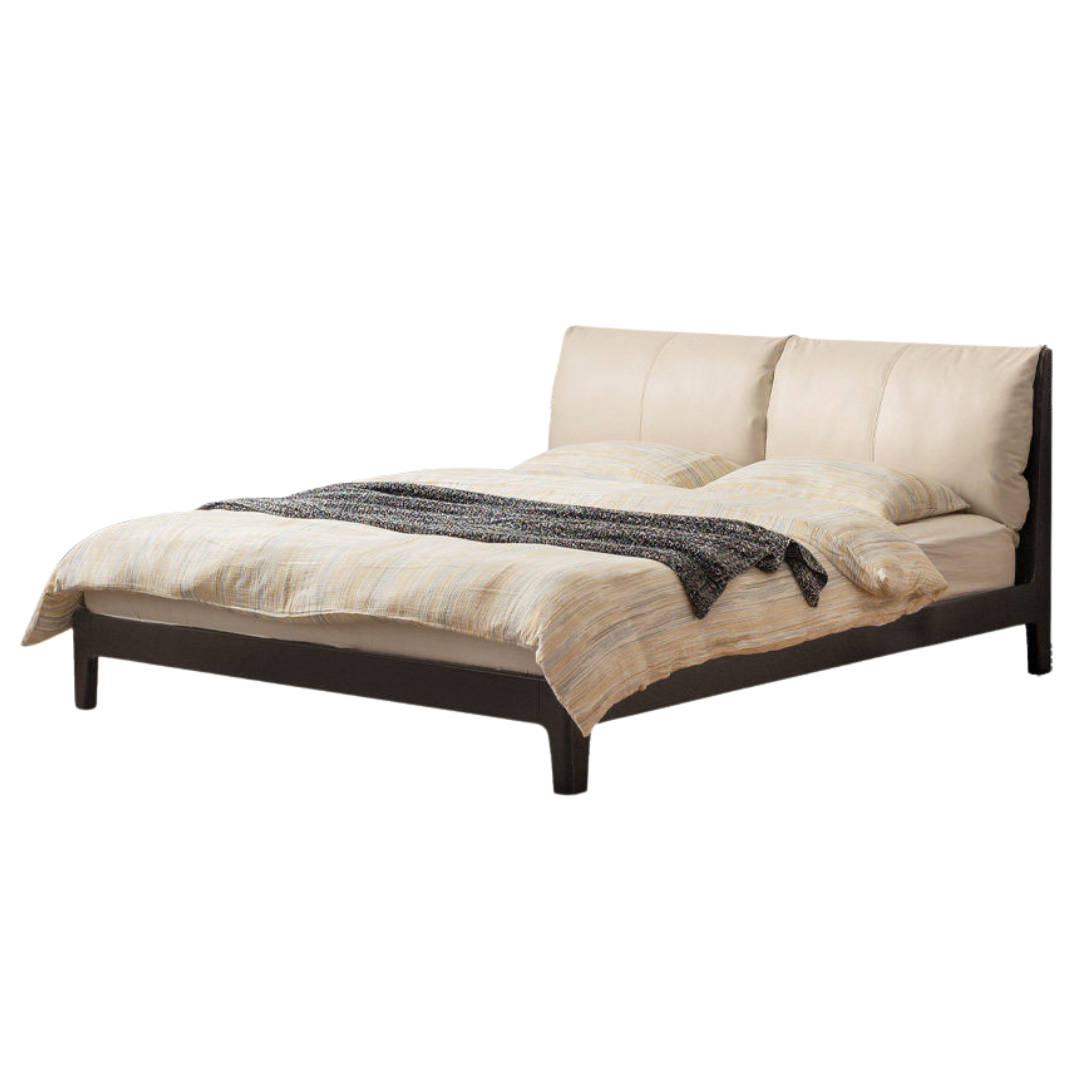 Rubberwood Solid Wood Genuine leather, Fabrics Simple Soft Double Bed