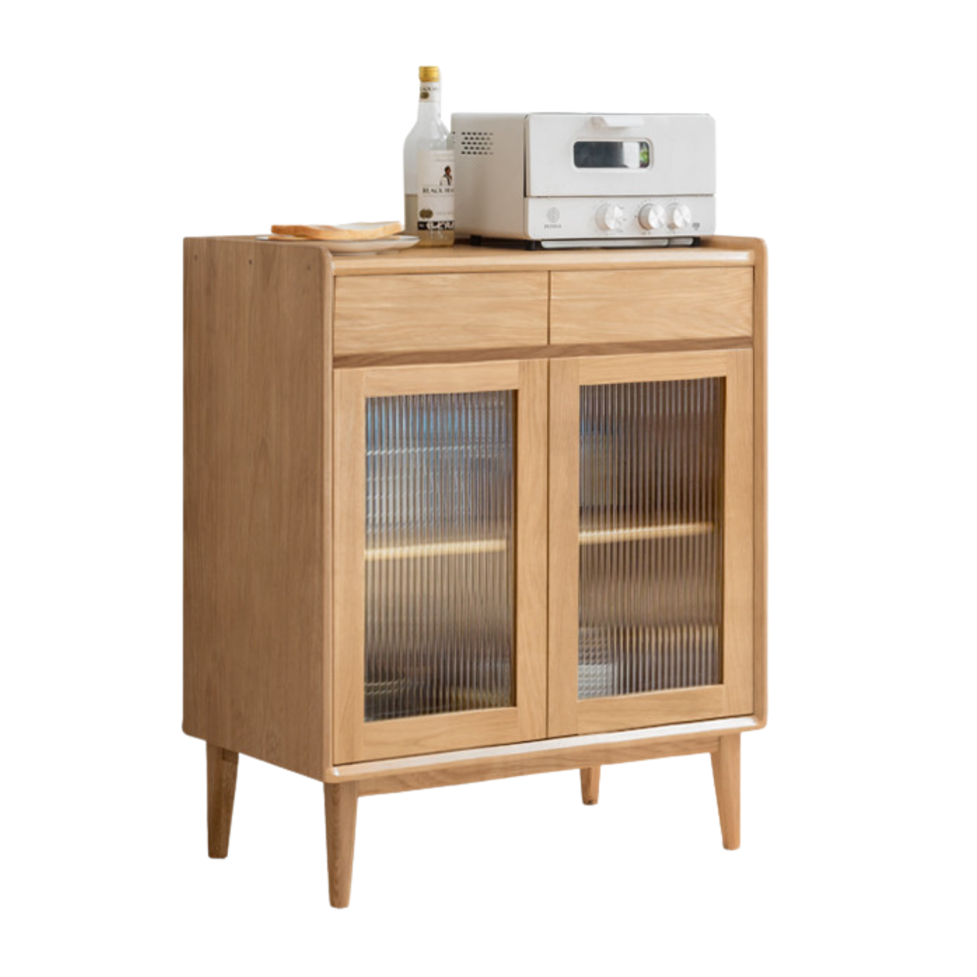Oak Solid Wood, Solid RubberWood Nordic Modern Sideboard