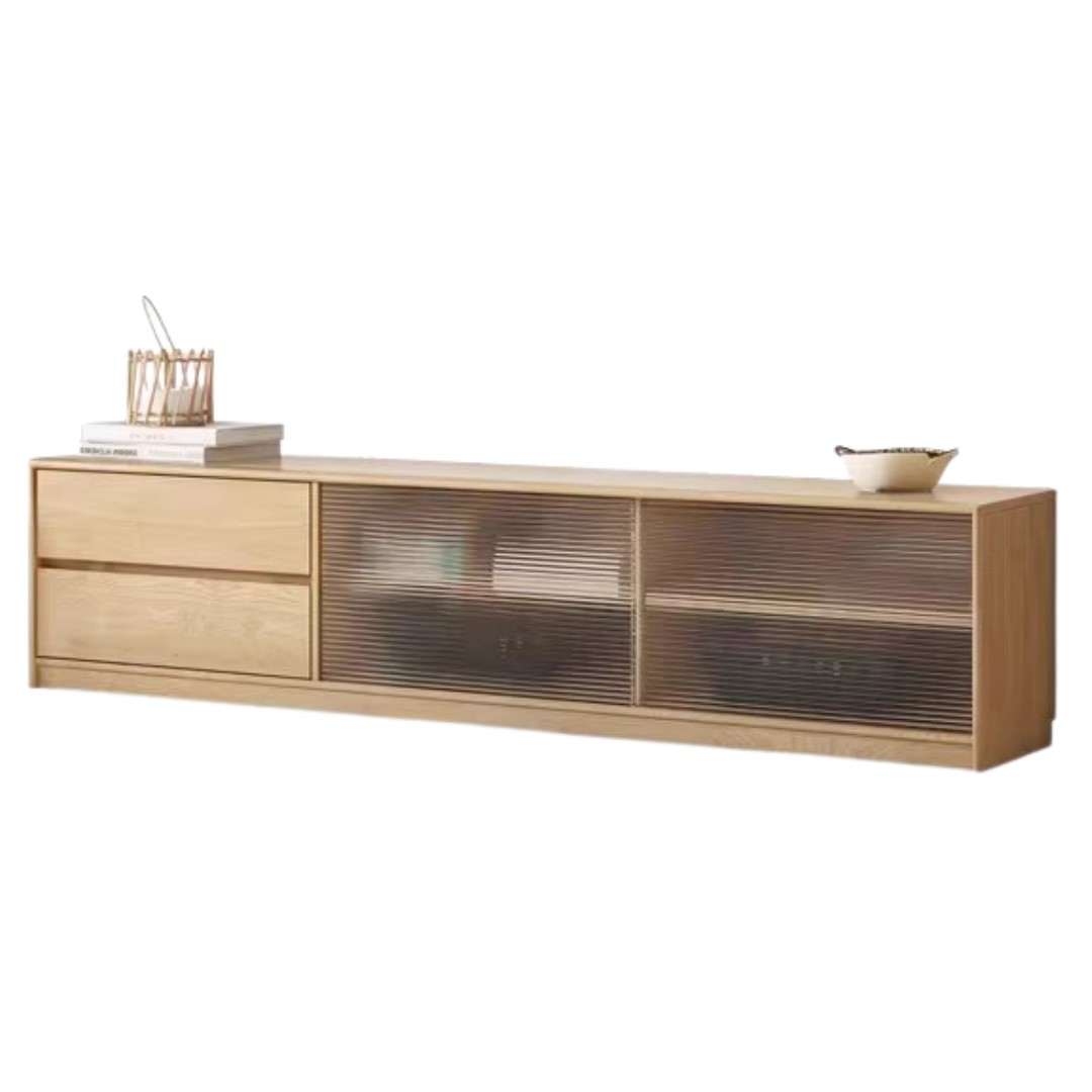 Solid RubberWood, Oak Solid Wood TV Cabinet Floor Combination,