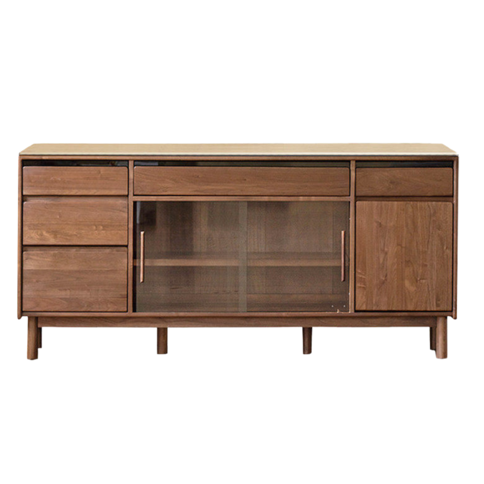 Black Walnut, Sandalwood Solid Wood Light Luxury Rock Plate Sideboard