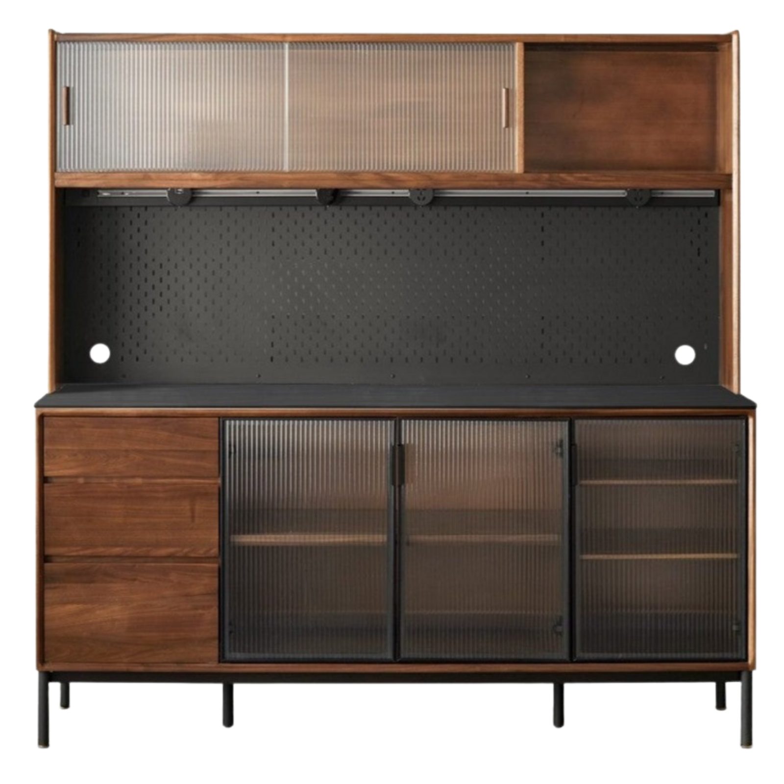 Black Walnut Solid Wood, Sandalwood Rock Sideboard Buffet Cabinet