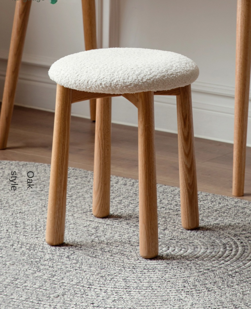 Bblack Walnut, Oak, Cherry, Beech, Sandalwood Solid Wood Makeup Stool